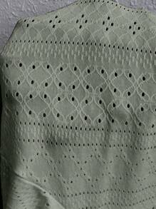 SHEIN LUNE 大尺寸鏤空刺繡t卹 - 綠色 - 查看 7