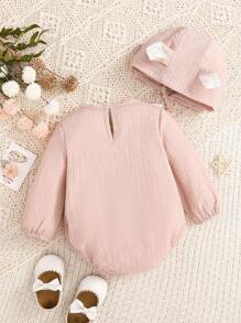 Baby Girl Contrast Ruffled Bodysuit - Pink - View 2