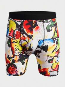 Men's Letter Cartoon Print Boxer Briefs (4-Piece Set) - Multicolor - View 5