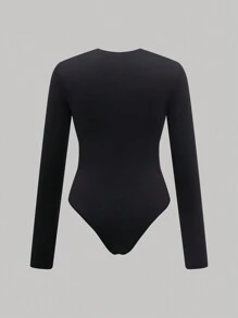 SHEIN Unity Round Neck Long Sleeve Bodysuit Fall Cloth For Women - Multicolor - View 8