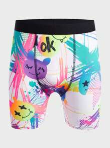 Men's Letter Cartoon Print Boxer Briefs (4-Piece Set) - Multicolor - View 8