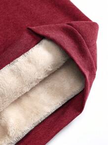 SHEIN Unity 女款純色連帽抓絨運動衫 - 紅色 - 查看 7