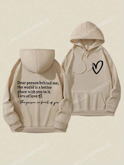 Jesus Loves You Print Hoodie, Drawstring Casual Hooded Sweatshirt