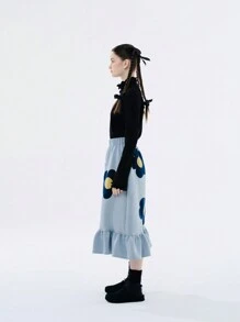 Women's Sweet Airy Layer Embellished Skirt - Blue - View 3