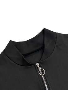 2pcs Set Leopard Pattern Contrast Color Zipper Half-Open Neck Top And Long Pants For Autumn/Winter