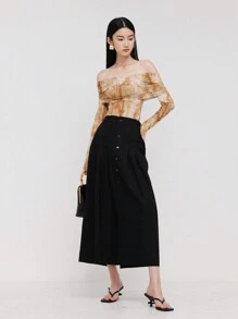 Tie Dye Off Shoulder Mesh Top - Gold - View 8