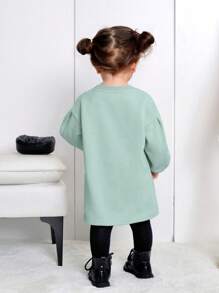 SHEIN Baby Girl Casual Bow Long Sleeve Sweatshirt - Green - View 2