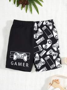 SHEIN 男童寬鬆休閒卡通圖案泳衣短褲 - 彩色 - 查看 1