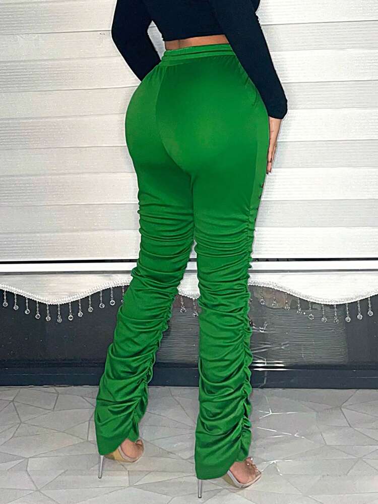 Solid Color Stacked Hollow Sweatpants