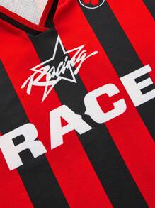 ROMWE 女士色塊條紋字母印花t恤 - 彩色 - 查看 3