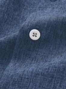 Manfinity BRENVOR Men's Button Up Long Sleeve Woven Shirt, Fall - Navy Blue - View 5