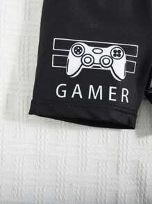 SHEIN 男童寬鬆休閒卡通圖案泳衣短褲 - 彩色 - 查看 5