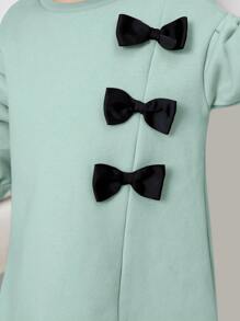 SHEIN Baby Girl Casual Bow Long Sleeve Sweatshirt - Green - View 6