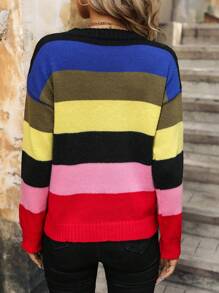 SHEIN Frenchy Jersey De Hombro Caído De Bloque De Color - Multicolor - Ver 2
