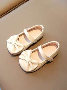 兒童白色平底鞋,蝴蝶結裝飾 - 米色 - 查看 1