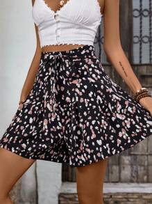 Breezaya Ladies' Waist-Knotted All-Over Printed Culottes
