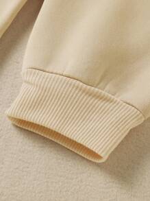 SHEIN EZwear 大尺寸卡通字母印花衛衣 - 杏色 - 查看 5