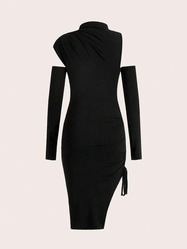 Slim Fit Cut Out Drawstring Side Detailing Dress