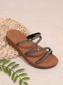 Mini mi Sandalias Planas Para Niños - Negro - Ver 3