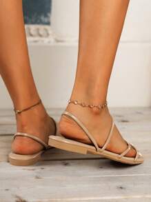 Dép lê nữ mùa hè thanh lịch và thoải mái có quai, kiểu dáng phổ biến cho kỳ nghỉ, thích hợp cho trang phục đi biển. - Màu Khaki - Xem 3