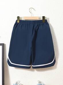 SHEIN Tween Boys' Fit Sports Woven Monogram Shorts