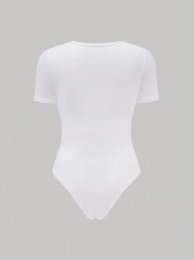 Sweetra Round Neck Short Sleeve Bodysuit - Multicolor - View 10