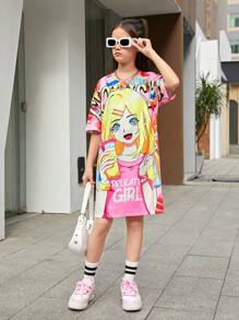 Cô gái Tween Hằng ngày Thời trang Đường phố Dệt kim Vòng cổ Đầm - Nhiều màu - Xem 3