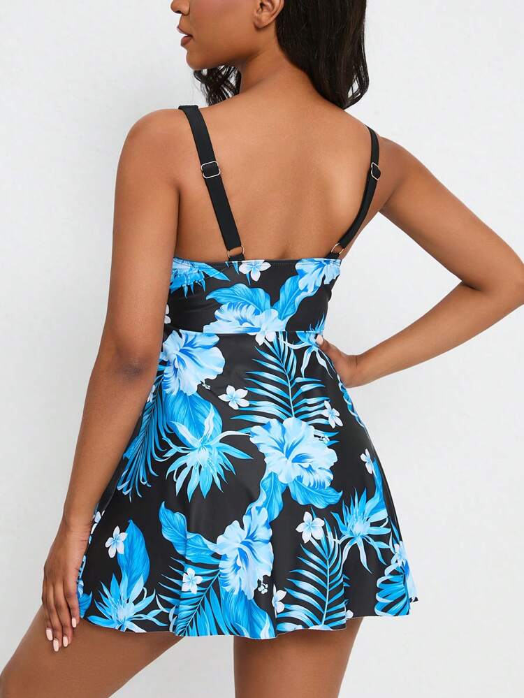 Women's Flower And Plant Print Swim Dress Carnival Summer
