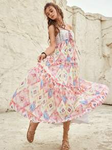 Bohemela Vacation Women's Geometric Pattern Cami Dress