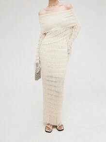 Falda de suéter de punto ajustada de alta gama y diseño único para mujer