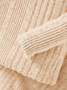 SHEIN Baby Girl Casual Knitted Two-Piece Turtleneck Top And Pants Suit - Khaki - View 5