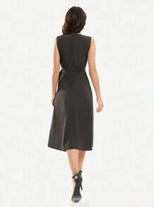 Chiquease Sleeveless Pleated Dress - Brown - View 3
