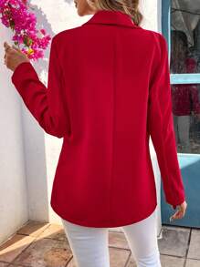 SHEIN Clasi 紅色西裝外套,翻領和長袖 - 紅色 - 查看 2