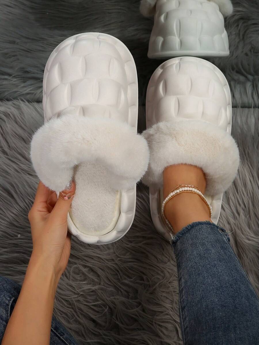 輕巧、舒適、柔軟女式厚底拖鞋,適合戶外或室內,顏色 - 白色 - 白色 - 查看 1