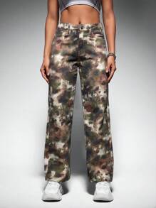 SHEIN EZwear Women'S Tie Dye Jeans - Army Green - View 2