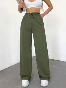 EURMUSE Women'S Drawstring Waist Sweatpants - Olive Green - View 3