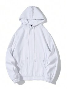 Manfinity EMRG Loose Fit Men's Drawstring Hooded Denim Jacket - White - View 1