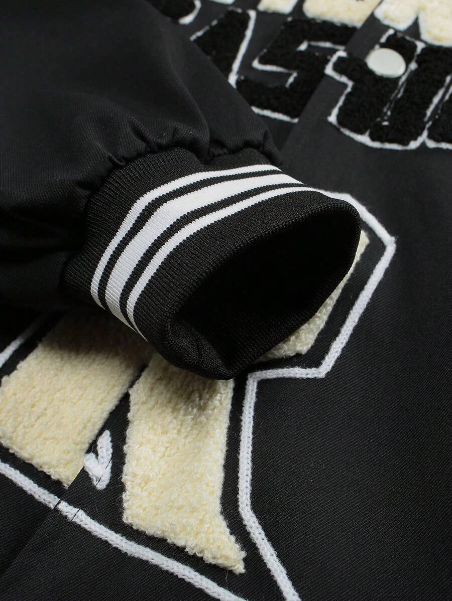 Manfinity Basics Men's Letter Print Contrast Color Baseball Jacket