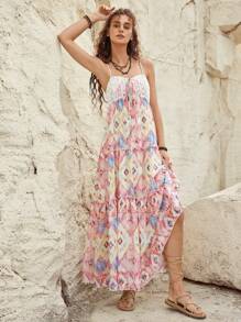 Bohemela Vacation Women's Geometric Pattern Cami Dress