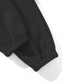 INAWLY Two-Piece Set Of New Year'S Slogan Velvet Thermal Sweatshirts - Black - View 3