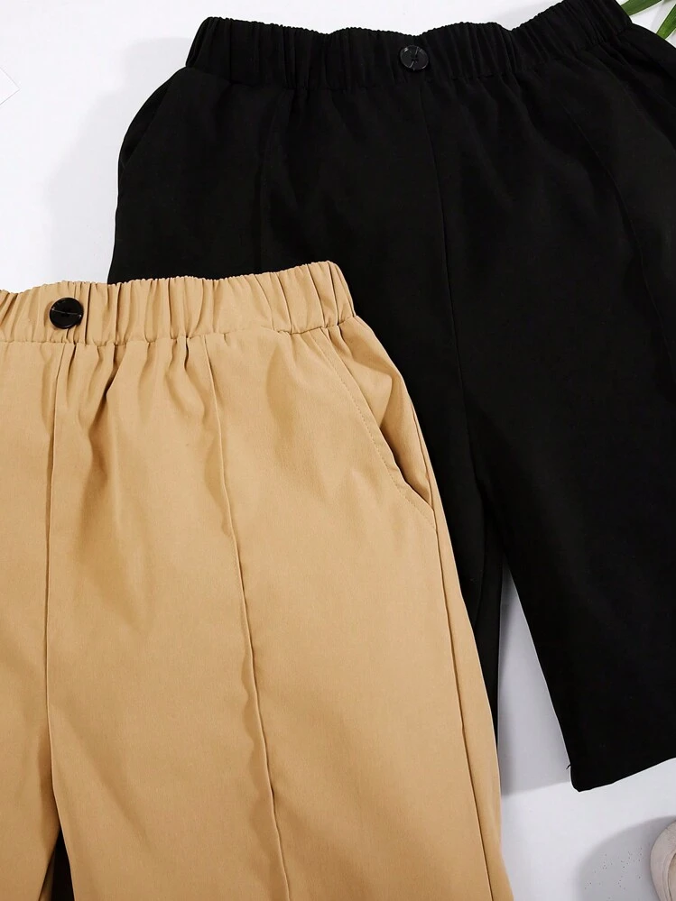 SHEIN Two-Piece Set Of Casual Loose Solid Color Woven Shorts For Teenagers Boys - Multicolor - View 6