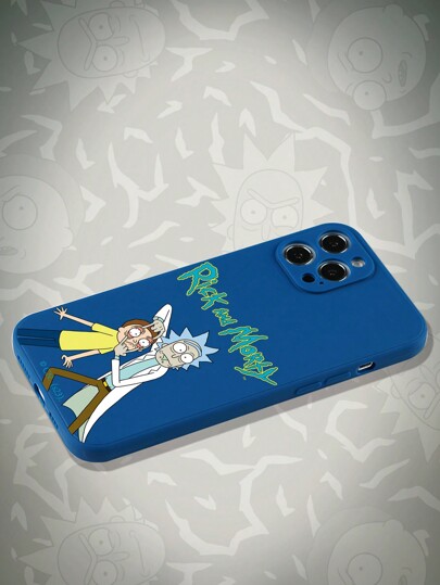 Rick and Morty | ROMWE Funda Para Teléfono Con Estampado De Dibujos Animados Azul