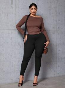 SHEIN SXY Plus Solid Skinny Pants
