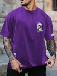 Manfinity LEGND 男士有趣印花寬鬆t卹 - 紫色 - 查看 2