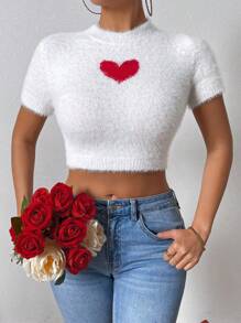 VaVaBold 女款心型針織上衣 - 白色 - 查看 5