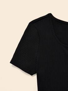 SHEIN 少女针织纯色休闲短袖连衣裙两件套 - 淺粉色 - 查看 5