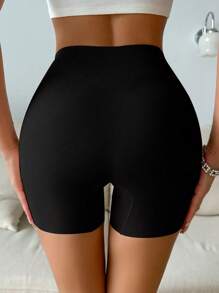 Pantalones Cortos Modeladores De Cintura Alta De Color Sólido