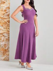 Modelyn 女款水鑽鑲嵌美人魚洋裝和開襟夾克 2 件套