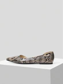 MOTF PREMIUM SNAKEKIN PRINT POINTED TOE WOMEN FLATS VACATION SHOES, FOR SUMMER CHRISTMAS FALL NEW YEAR HOLIDAY - Multicolor - View 2