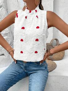 Breezaya Sleeveless Shirt With Heart Pattern - White - View 5